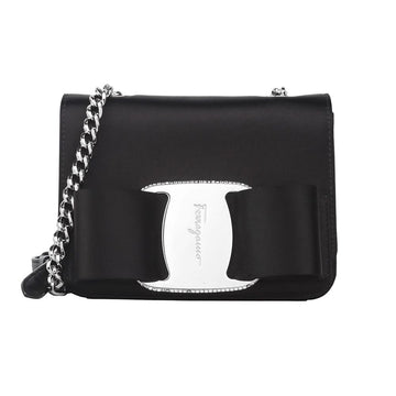 SALVATORE FERRAGAMO 21 H291 サテン バーラ リボン チェーン クロスバッグ 36172K 149164444