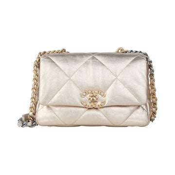 CHANEL AS1160 Lammleder 19 Small Flap Bag Beige-Gold 36175-1 149168884