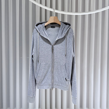 Tom Ford Terry Grey Hooded Zip-Up M 149185523