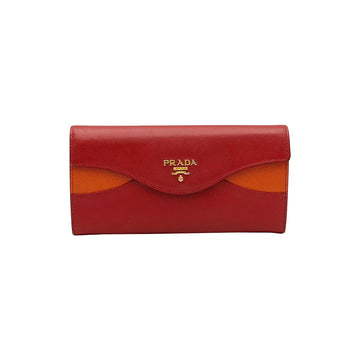 Prada Red Saffiano Two-Tone Long Wallet 149212921