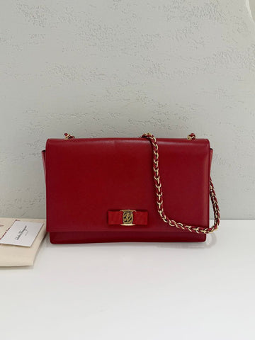 Salvatore Ferragamo Loose Calf Bar Gold Shoulder Bag 21E481 149226146