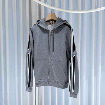 HERMES Hラン ジンク灰色フードジップアップ M 149230138