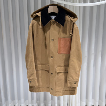 Loewe Anagram Leather Patch Workwear Hooded Jacket 46 149245569