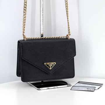 PRADA エンベロープ サフィアーノ チェーン ショルダーバッグ & クロスバッグ ブラック (1BD200) 149253381