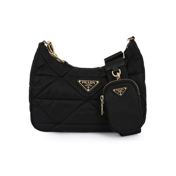 PRADA Triangular Gold Logo Renylon Hobo Bag F0632 1BC151 144322409