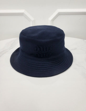 Miu Miu Logo Cotton Bucket Hat Navy 5HC196 149293055