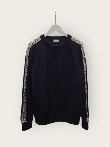 Dior Deep Blue Oblique Insert Knit Sweater 149302451