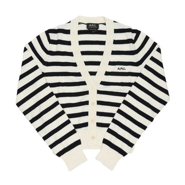 APC Gaelle Striped V-Neck Cardigan Off-White/Dark Navy F22312 149274701 [P]