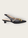 Gucci Black Leather Horsebit Slingback Shoes 149323096 [P]