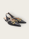 Gucci Black Leather Horsebit Slingback Shoes 149323096 [P]
