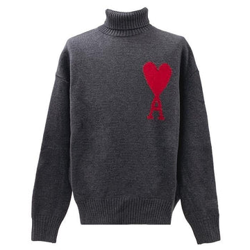 AMI Big Heart Logo Turtleneck Wool Knit 39452670