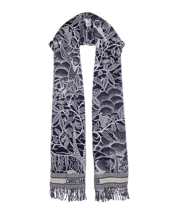 DIOR Fransenschal mit Kapärmel S Navy/Grau 5ET0367 127495281