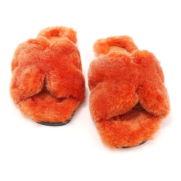 Hermes H231288Z Orange Shearling Oran Slippers Women's Sandals 37 149363460