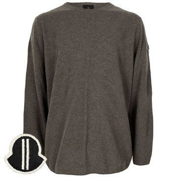 MONCLER × Rick Owens Braun Wolle Kaschmir Jumbo Rundhals Pullover M4281 25X 149387236