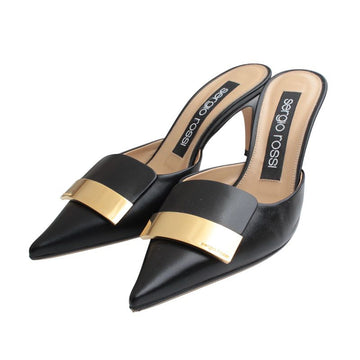 Sergio Rossi Gold-toned Black Mule 37 149400220