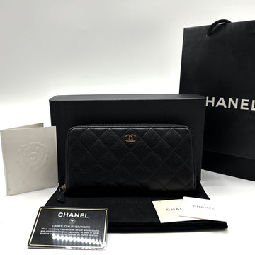 CHANEL Kaviar Gold Reißverschluss Geldbörse 149403162