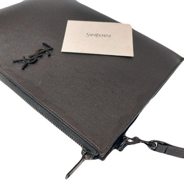 Saint Laurent Clutch Pouch All Black Cassandra Zipper Tablet Holder Monogram Embossed 667686 149434401