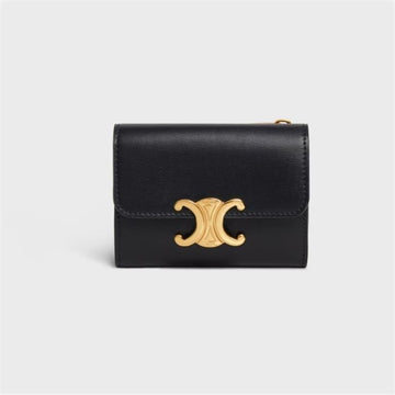 Celine Triomphe Compact Coin Wallet Black 10I653DPV 38NO 149462036 [P]