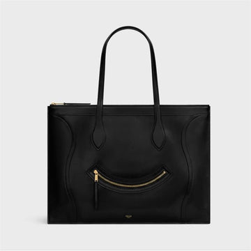 CELINE Flache Cabas New Luggage - Glänzende Kalbsleder Schwarz 123963GW4 38NO 149462064 [P]