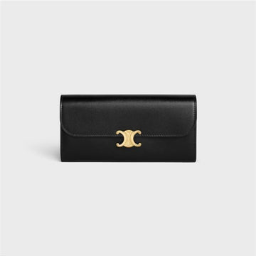 CELINE ラージ トリオンフ 財布 - シャイニー カーフスキン ブラック 10E313DPV 38NO 149465258 [P]