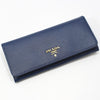 PRADA 1M1335 Blau Saffiano Geldbörse mit goldfarbigem Logo 149501770 [P]