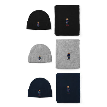 POLO RALPH LAUREN ソリッドデニムベアギフトセットビーニーマフラー3点セット PC1044 149506292