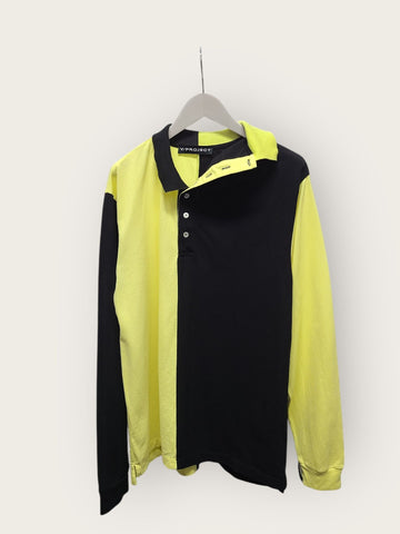 Y PROJECT Asymmetrisches Poloshirt in Schwarz und Gelb 149507108