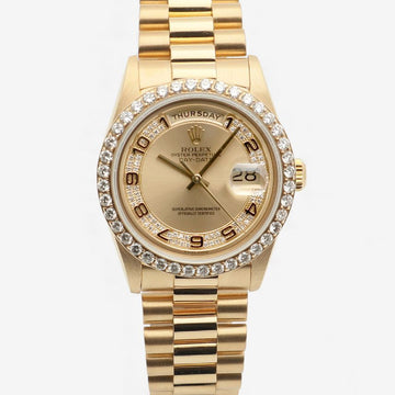 ROLEX デイデイト 36 純正 Myriad ミリアド ダイヤル 18238 アフター ダイヤ ベゼル メンズ ゴールド ウォッチ 1999年誕生 149520651