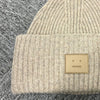Acne Studios Acne Large Face Logo Patch Wool Knit Beanie Grey Melange (C40424 DRN) 149525177 [P]