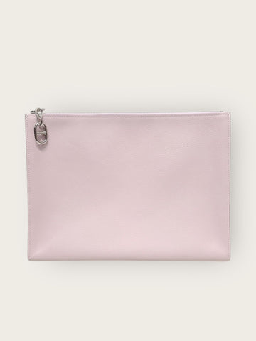 Hermes Mauve Pale Evercolor Silver Clutch Bag with T stamp 149529686 [P]