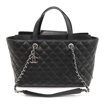 CHANEL A98683 ブラックカーフスキン シルバー CC ロゴ ラージ ショッピング 2WAY (24番台) 149557244