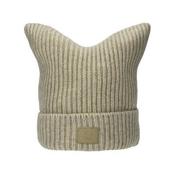 Acne Studios C40426 GREIGE MELANGE Face Logo Patch Square Beanie 149347922 [P]
