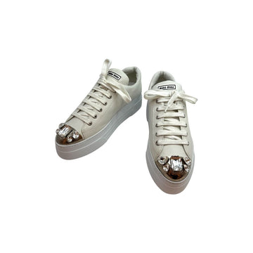 Miu Miu Crystal Toe Cap Sneakers White 38.5 149611747