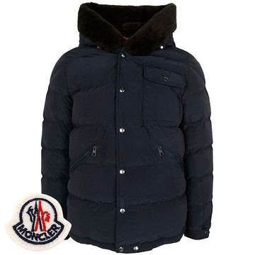 Moncler Navy Marcelette Teddy Trimmed Goose Down Jacket 1A00149 5974W 778 149617651