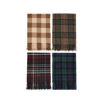 Polo Ralph Lauren Pony Plaid Check Fringe Muffler Set 149506296 [P]