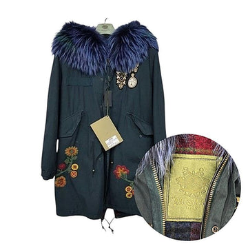 MR & MRS ITALY Herren Parka mit Waschbärfell in Khaki 149625294