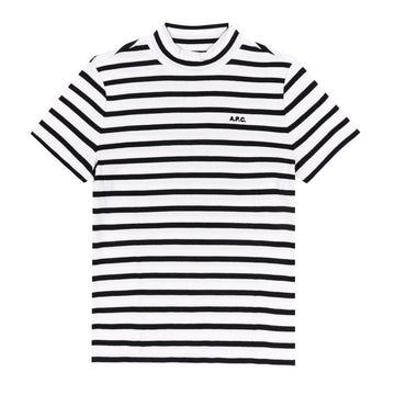 APC キャロルストライプハイカラー女性半袖Tシャツ F26348 TAT ECRU/BLACK 144730268 [P]