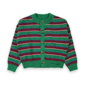 Bobo Choses Kids Tic Tac Toe Stripe Cardigan (Green) B225AC115 991 147328456