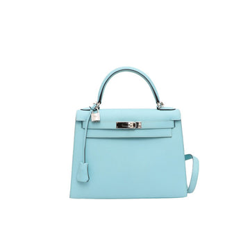 HERMES KELLY 28 Outstitch Bluetol Appsong mit Silberhardware Tote- und Schultertasche kk84091346 149695739