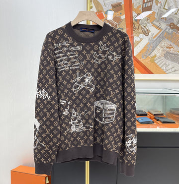 Louis Vuitton Monogram Embroidered Wool Crewneck L 1ABXYX 149744722