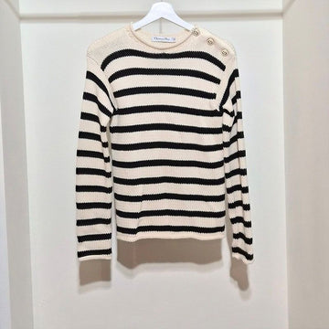 Dior Christian Marinière Signature Button Ecru Sweater Long Sleeve L926219 149748151