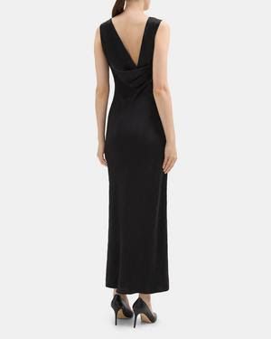 Theory Draped Back Midi Dress in Satin N109601R 001 149751134