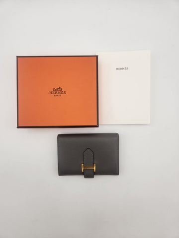 Hermes Bearn Wallet Gray K Stamp 25th 149781369