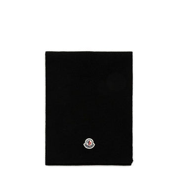 Moncler Black Logo Patch Virgin Wool Scarf 3C00017 A9342 999 149786760