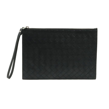 Bottega Veneta Black Calfskin Intrecciato Strap Large Pouch (Chip Inside) / 684509 149792129