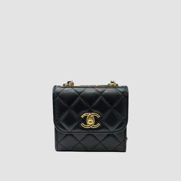 CHANEL Trendy CC Mini Chain Bag Lambskin Black Gold A81633 149792154