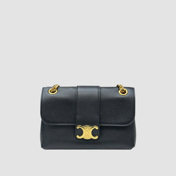 Celine Tine Victory Supple Grain Calfskin Crossbody Bag Black 116593FDU 149792203