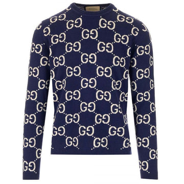 GUCCI GG Logo Wolle Jacquard Strickjacke Blau 692900 XKCC5 4492 59863549