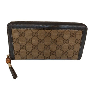 GUCCI ファブリックバンブージャガードGGエボニージッパー長財布ジッピウィレット307984 149800254
