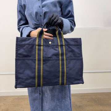 HERMES フルートMM ネイビー ノートパソコンバッグ 女性トートバッグ 目録 S251125-03 149825390